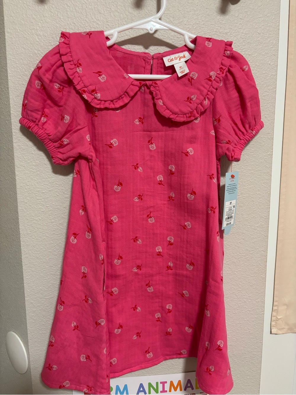 Cat & Jack Hot Pink Cherry-Print Ruffled Collar Dress